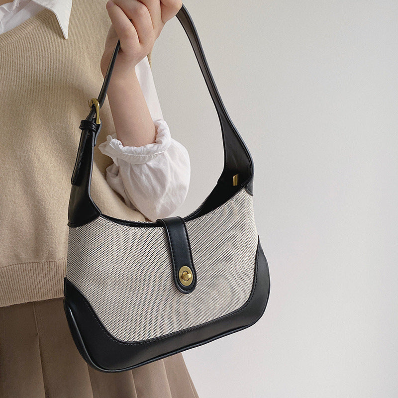 Damen Handtasche Zweifarbig Mit Taschengurt | Chic