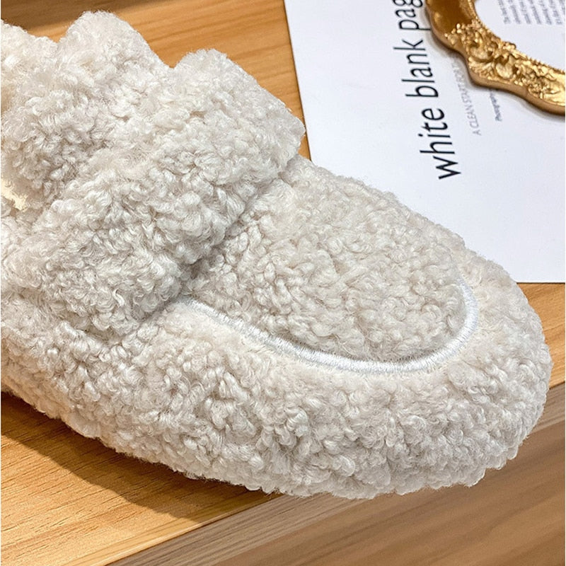 Damen Hausschuhe Loafer-Stil Mit Plüsch | Bequem