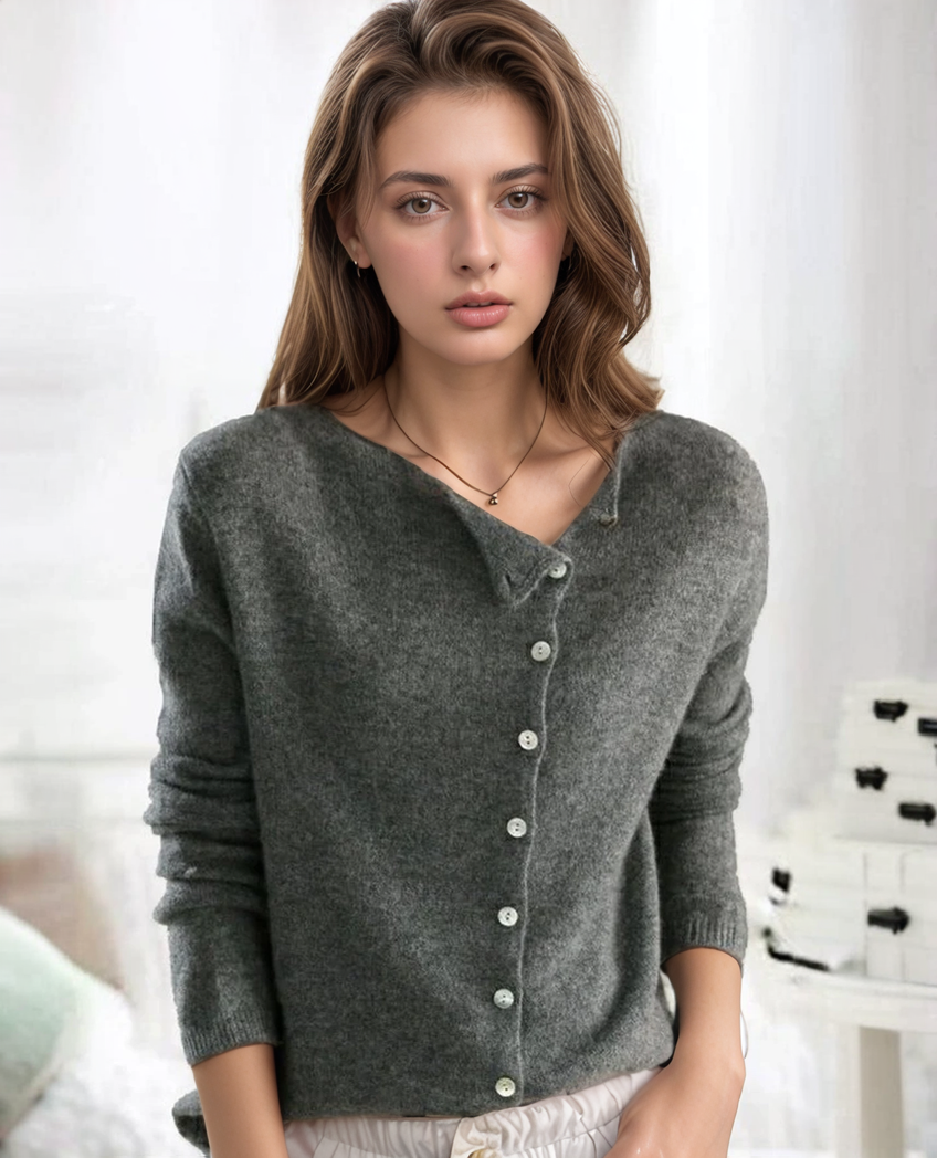 Damen Lange Strickjacke Mit Knöpfen | V-Ausschnitt