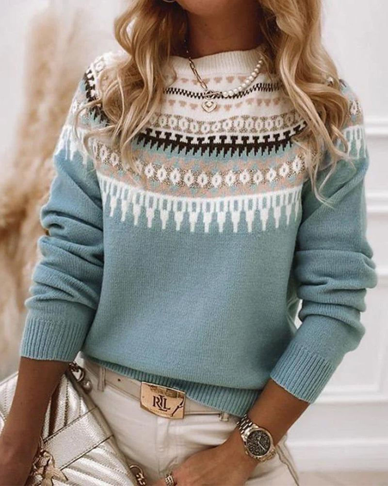 Damen Norweger Pulli Mit Rundhalsausschnitt | Strick
