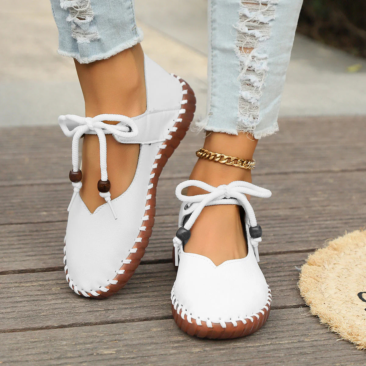 Damen Oktoberfest Dirndl Ballerinas | Riemchen