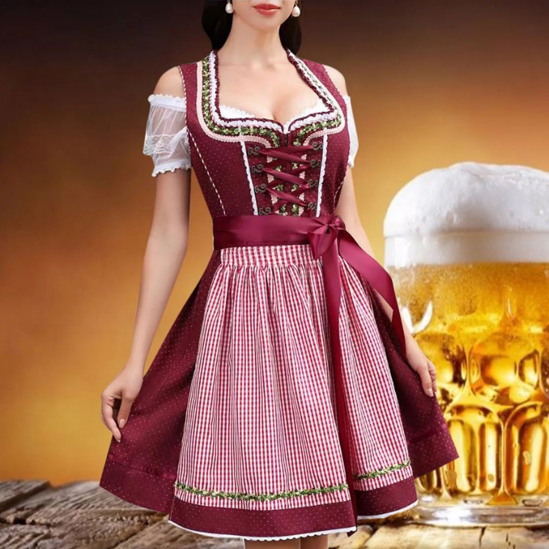 Damen Oktoberfest Dirndl Mit Karierter Schürze | Mini
