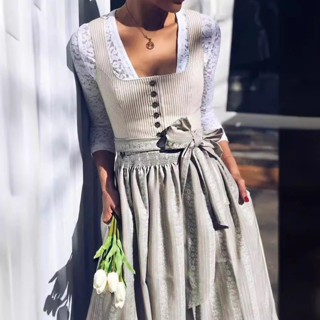 Damen Oktoberfest Dirndl Mit Knöpfen Und Schürze | Klassisch