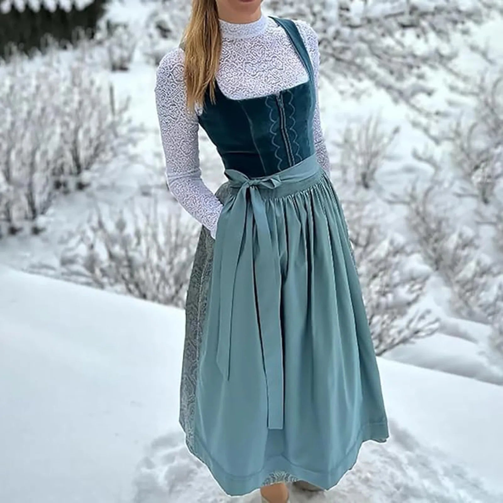 Damen Oktoberfest Dirndl Mit Schürze | Midi