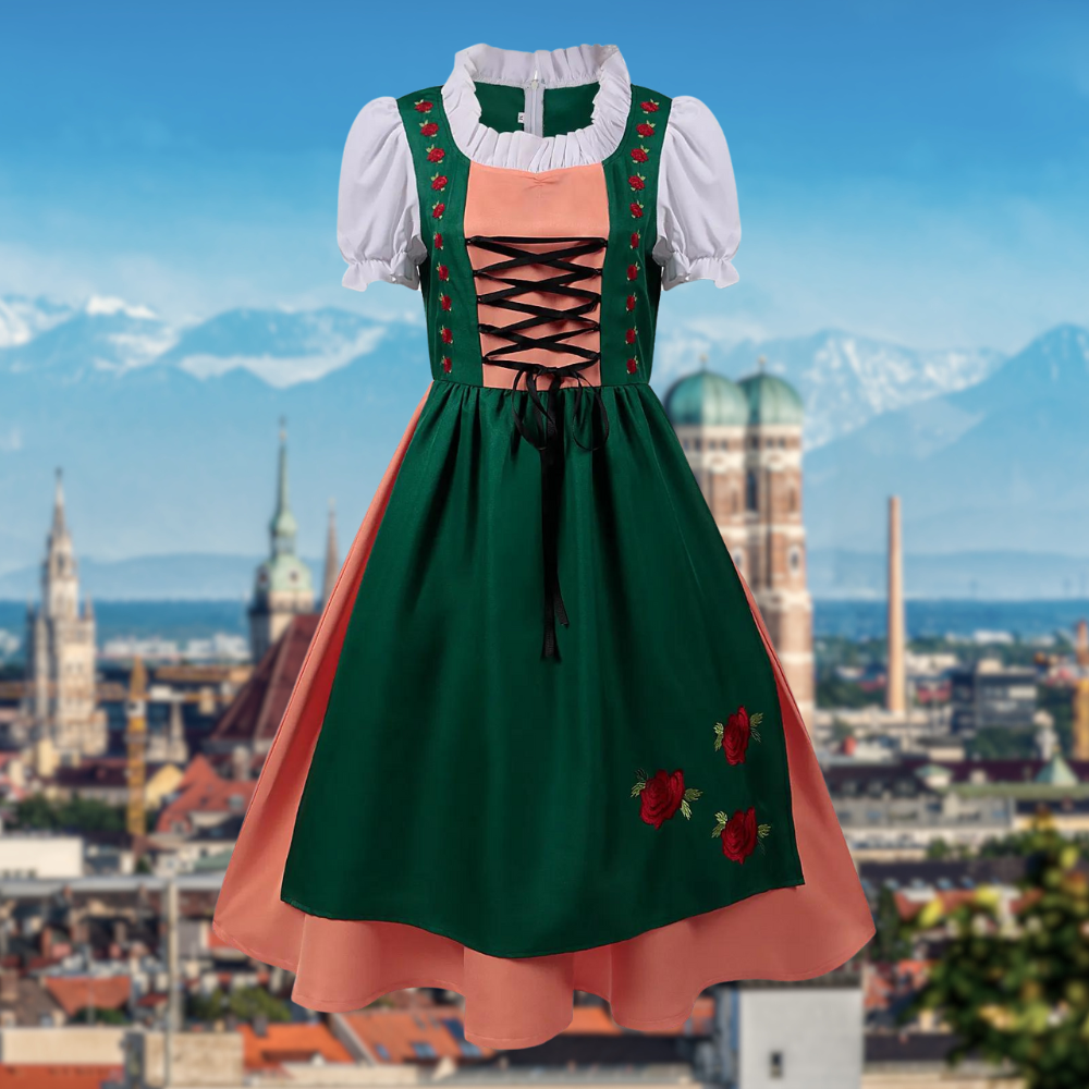Damen Oktoberfest Dirndl Mit Stickerei Und Schnürung | Midi