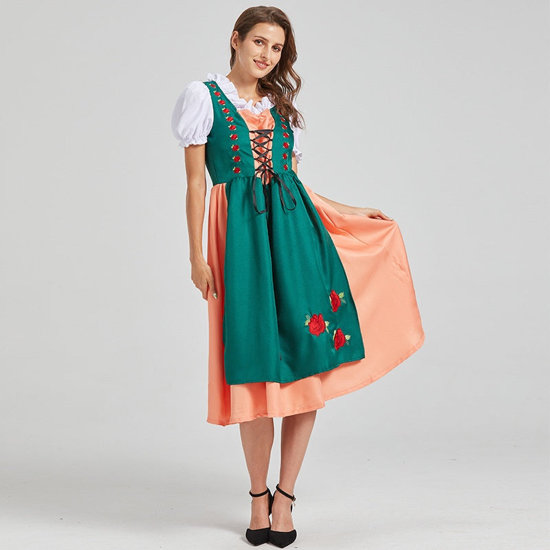 Damen Oktoberfest Dirndl Mit Stickerei Und Schnürung | Midi