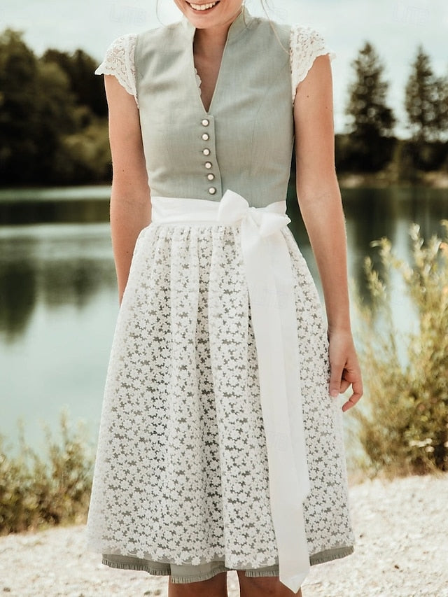 Damen Oktoberfest Dirndlbluse Mit Knöpfen | Kurzarm
