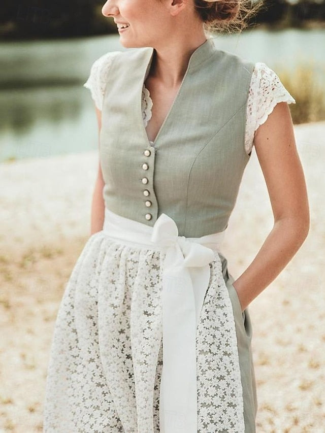 Damen Oktoberfest Dirndlbluse Mit Knöpfen | Kurzarm