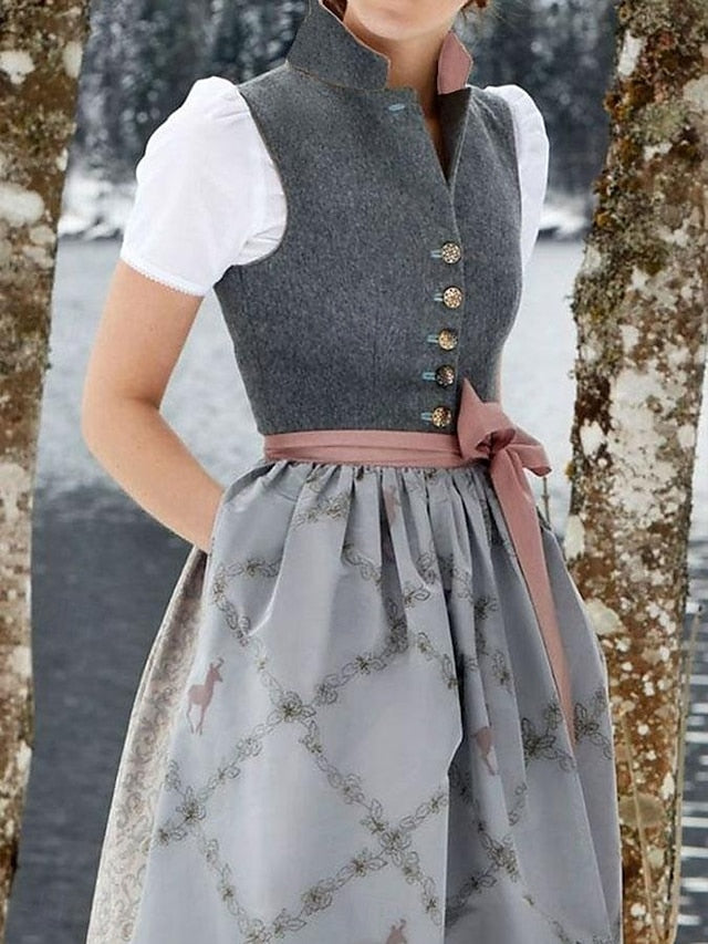 Damen Oktoberfest Kleid Mit Kragen Und Schärpe | Festlich