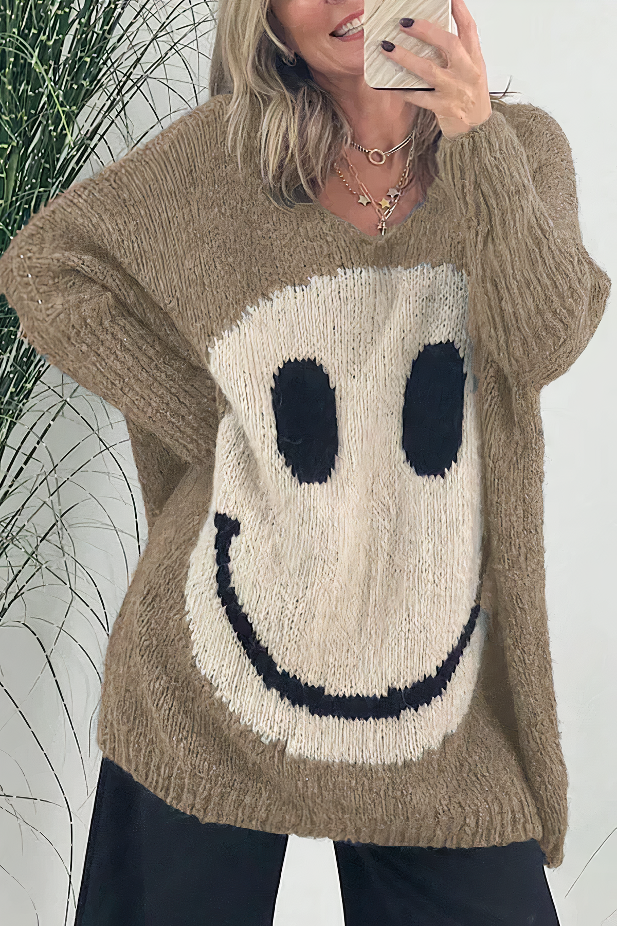 Damen Oversize Pullover Mit Smiley | Bedrucken