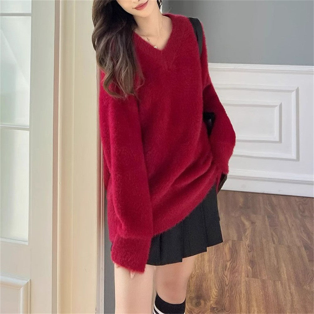 Damen Oversize Pullover Mit V Ausschnitt | Warm