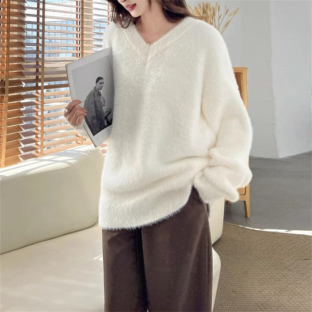 Damen Oversize Pullover Mit V Ausschnitt | Warm