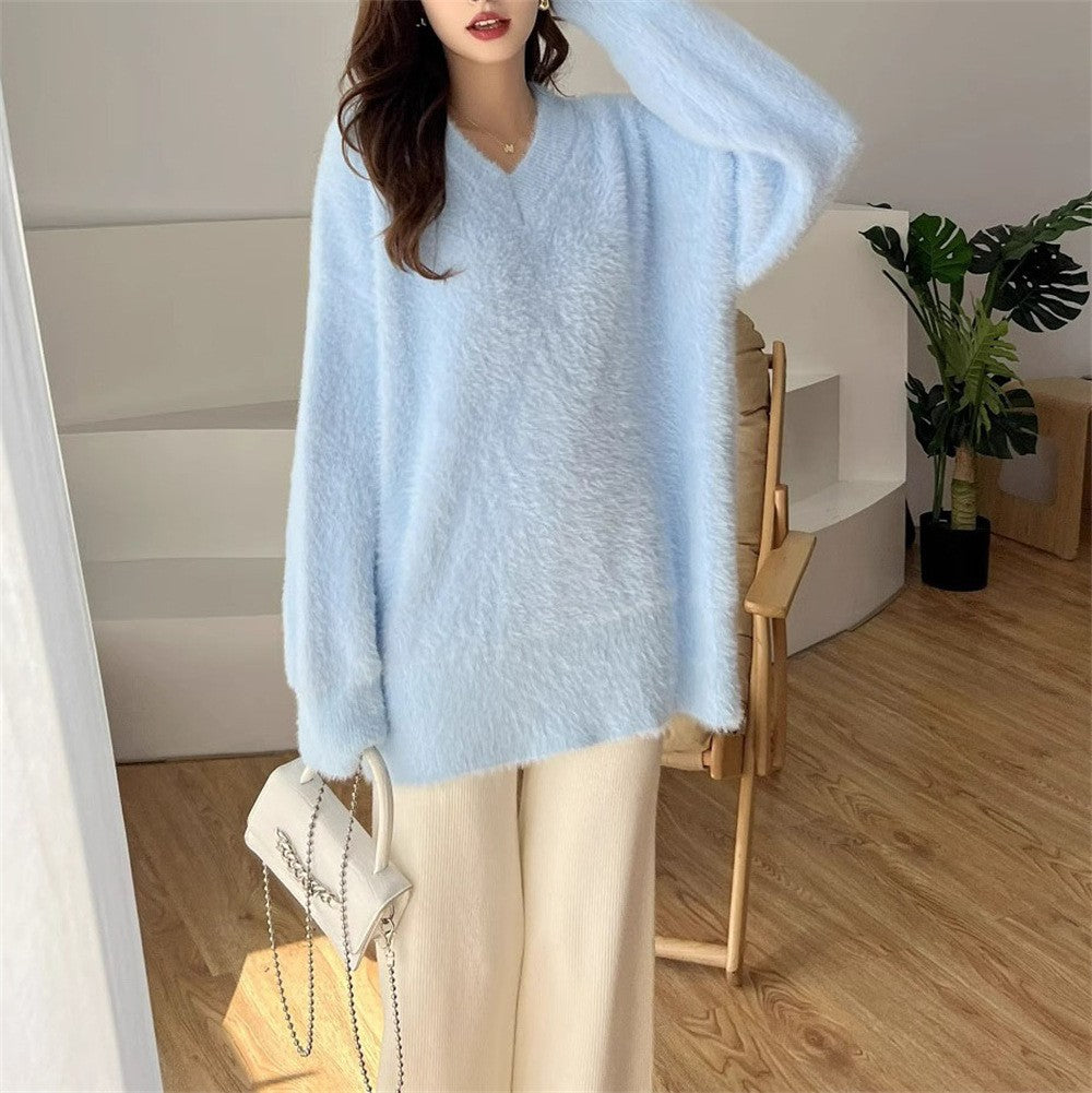 Damen Oversize Pullover Mit V Ausschnitt | Warm