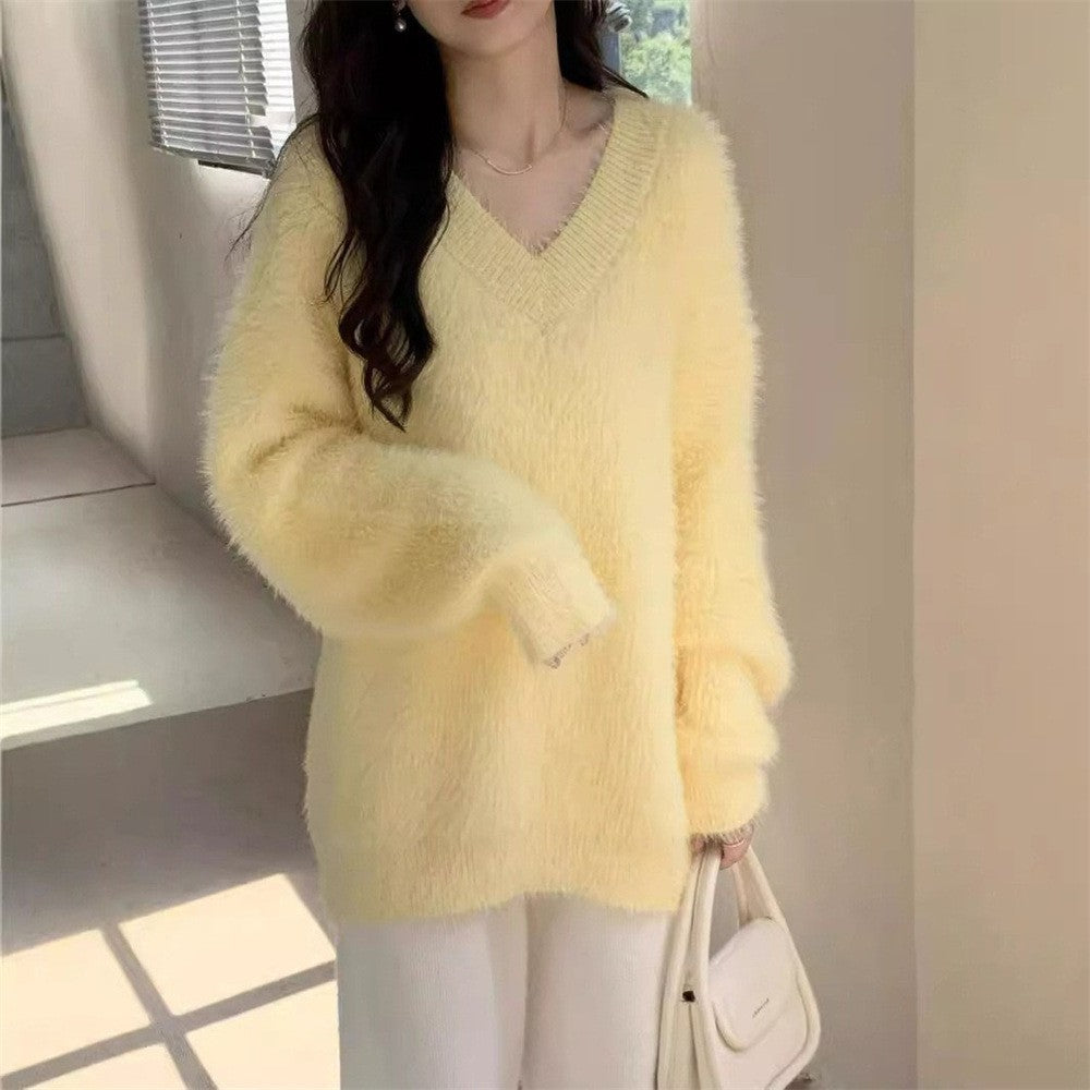 Damen Oversize Pullover Mit V Ausschnitt | Warm
