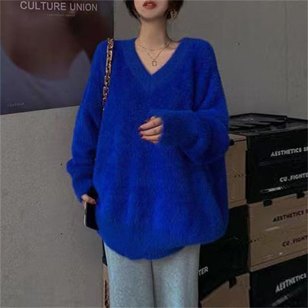 Damen Oversize Pullover Mit V Ausschnitt | Warm