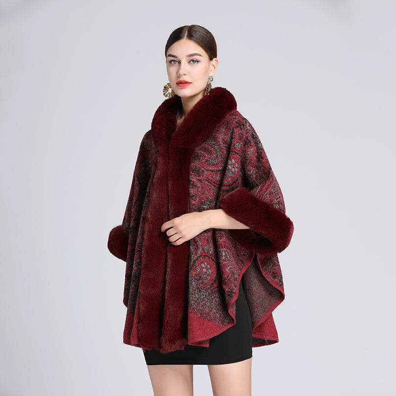 Damen Poncho Warm Mit Fleecebesatz | Winter