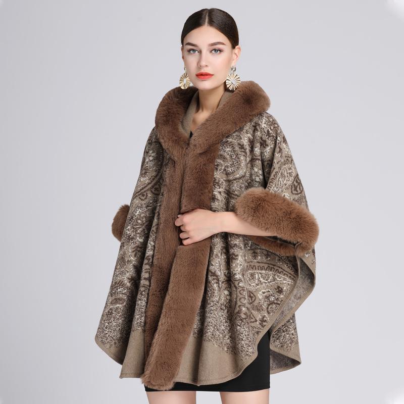 Damen Poncho Warm Mit Fleecebesatz | Winter