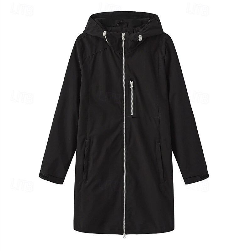 Damen Regenmantel Lang Mit Kapuze | Übergangsjacke