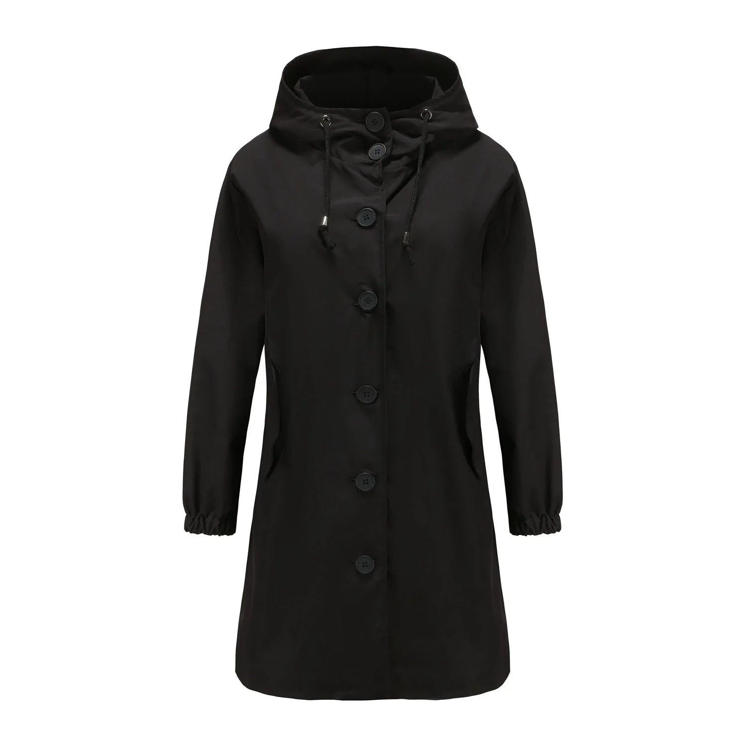 Damen Regenmantel Mit Kapuze Und Knöpfen | Übergangsjacke