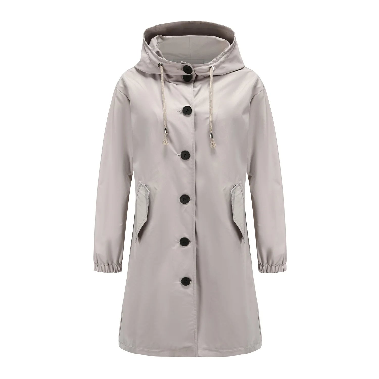 Damen Regenmantel Mit Kapuze Und Knöpfen | Übergangsjacke