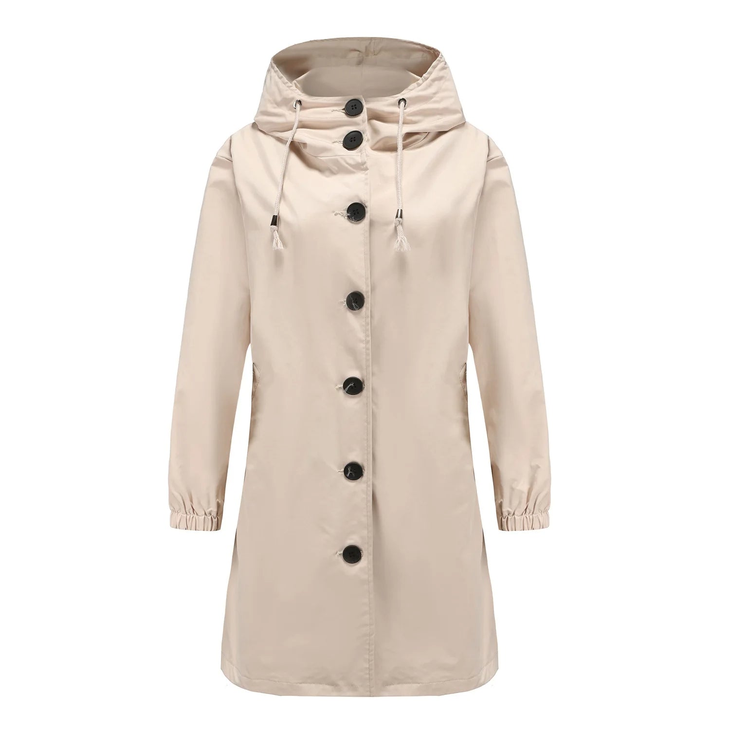 Damen Regenmantel Mit Kapuze Und Knöpfen | Übergangsjacke