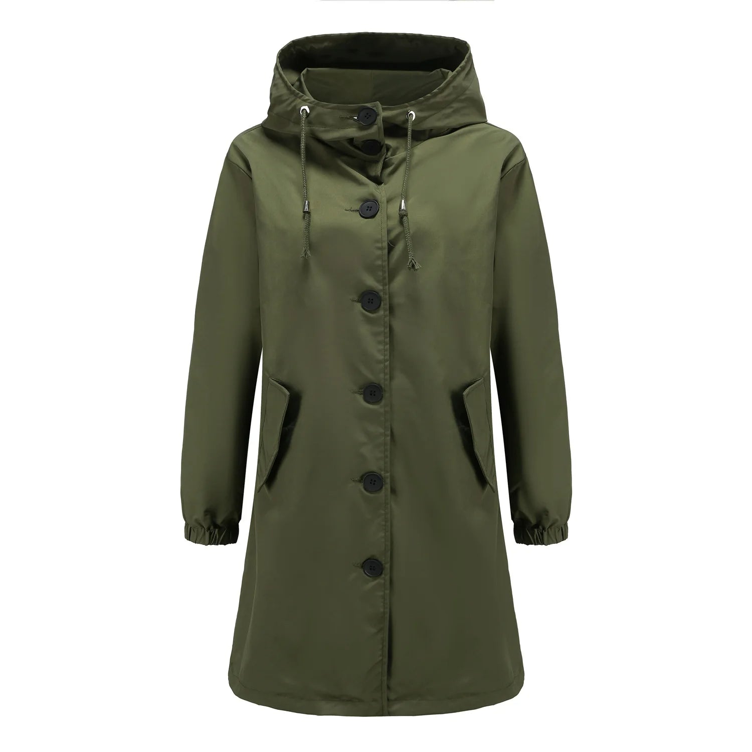 Damen Regenmantel Mit Kapuze Und Knöpfen | Übergangsjacke