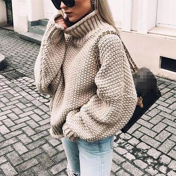 Damen Rollkragenpullover Grob Gestrickt | Oversize