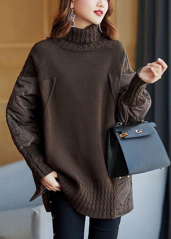 Damen Rollkragenpullover Mit Gesteppte Ärmel | Lang