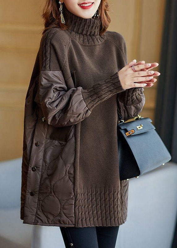 Damen Rollkragenpullover Mit Gesteppte Ärmel | Lang