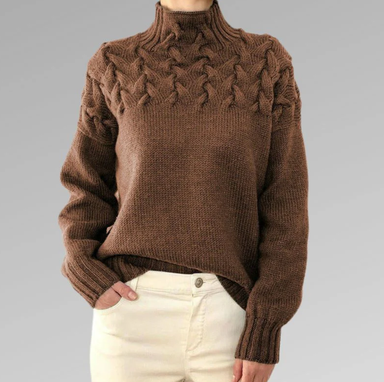 Damen Rollkragenpullover Mit Zopfmuster | Warm