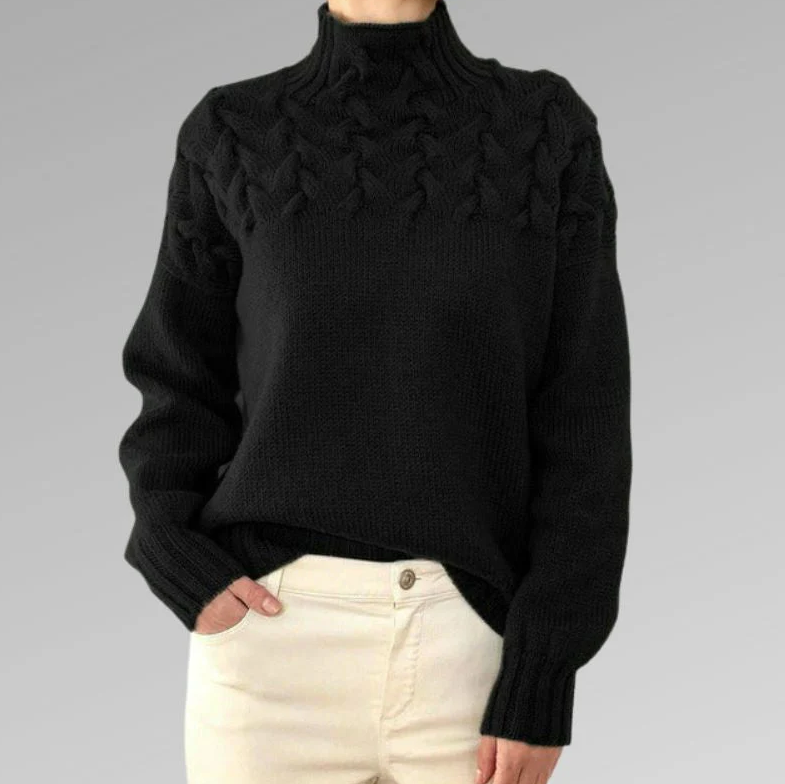 Damen Rollkragenpullover Mit Zopfmuster | Warm