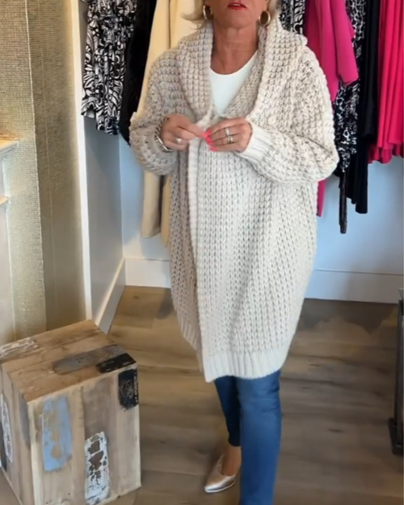 Damen Strickjacke Grobstrick Mit Kapuze | Lang