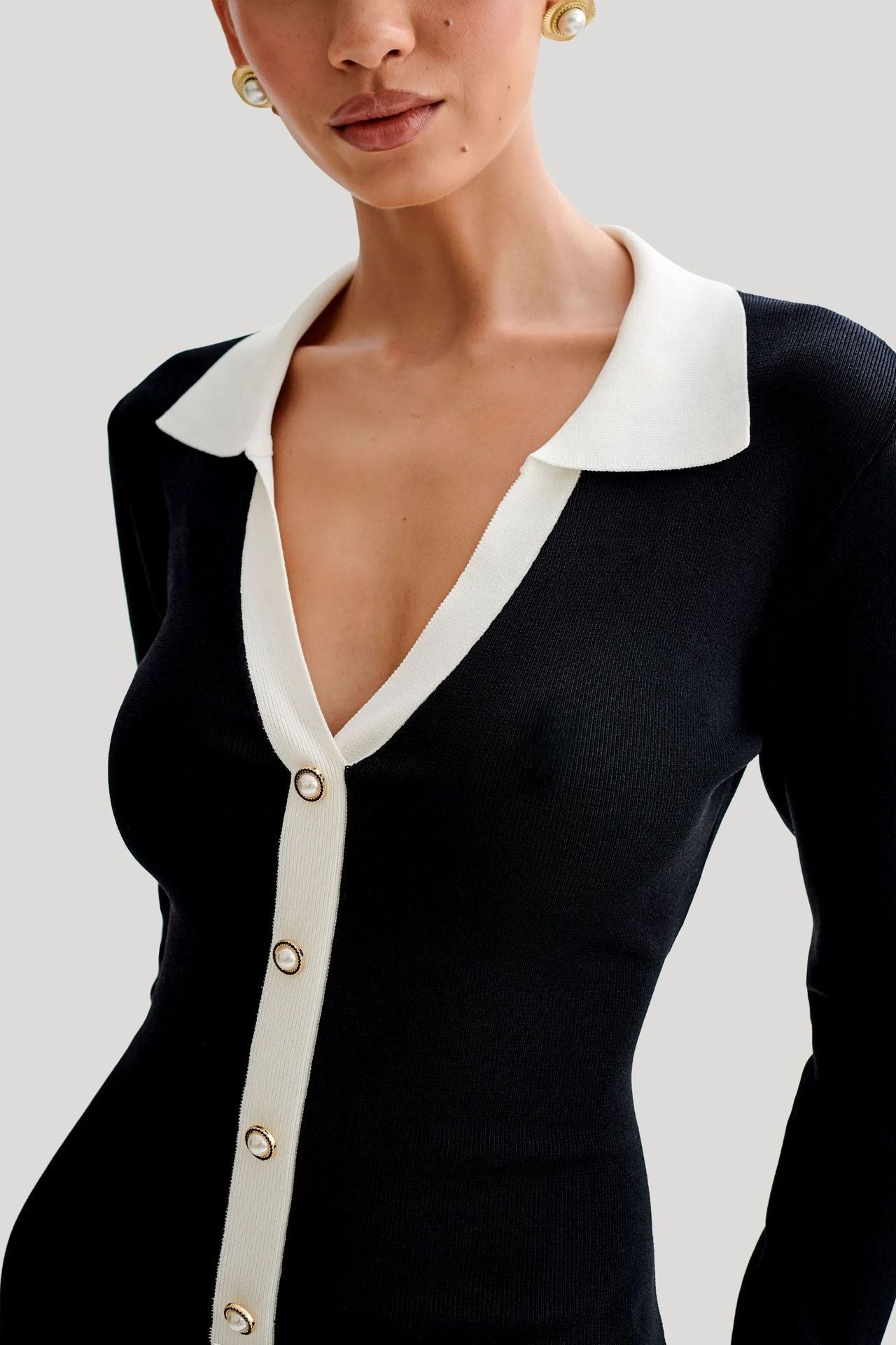 Damen Winterkleid Mit Kragen Und Rüschen Saum | Langarm