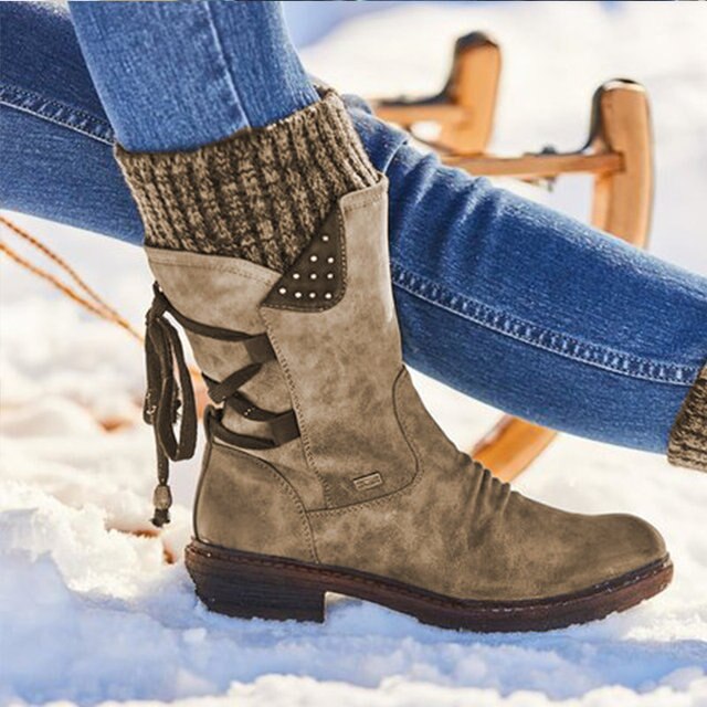 Damen Winterschuhe Mittelhoch Mit Schnürung Hinten | Winter