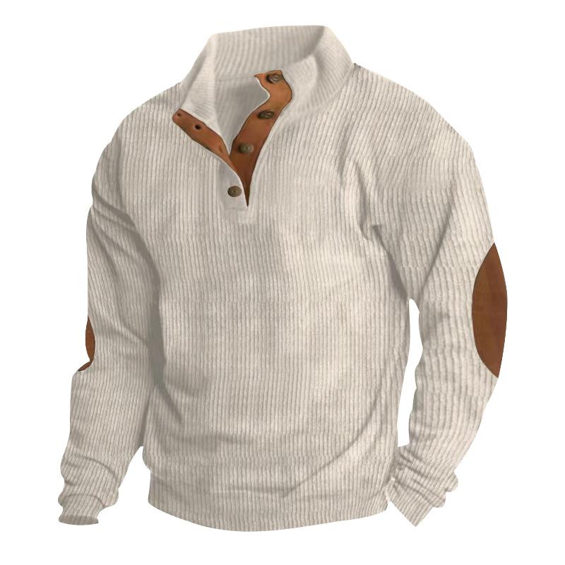 Dominik | Herren Leicht Stehkragen Pullover | Knopfleiste