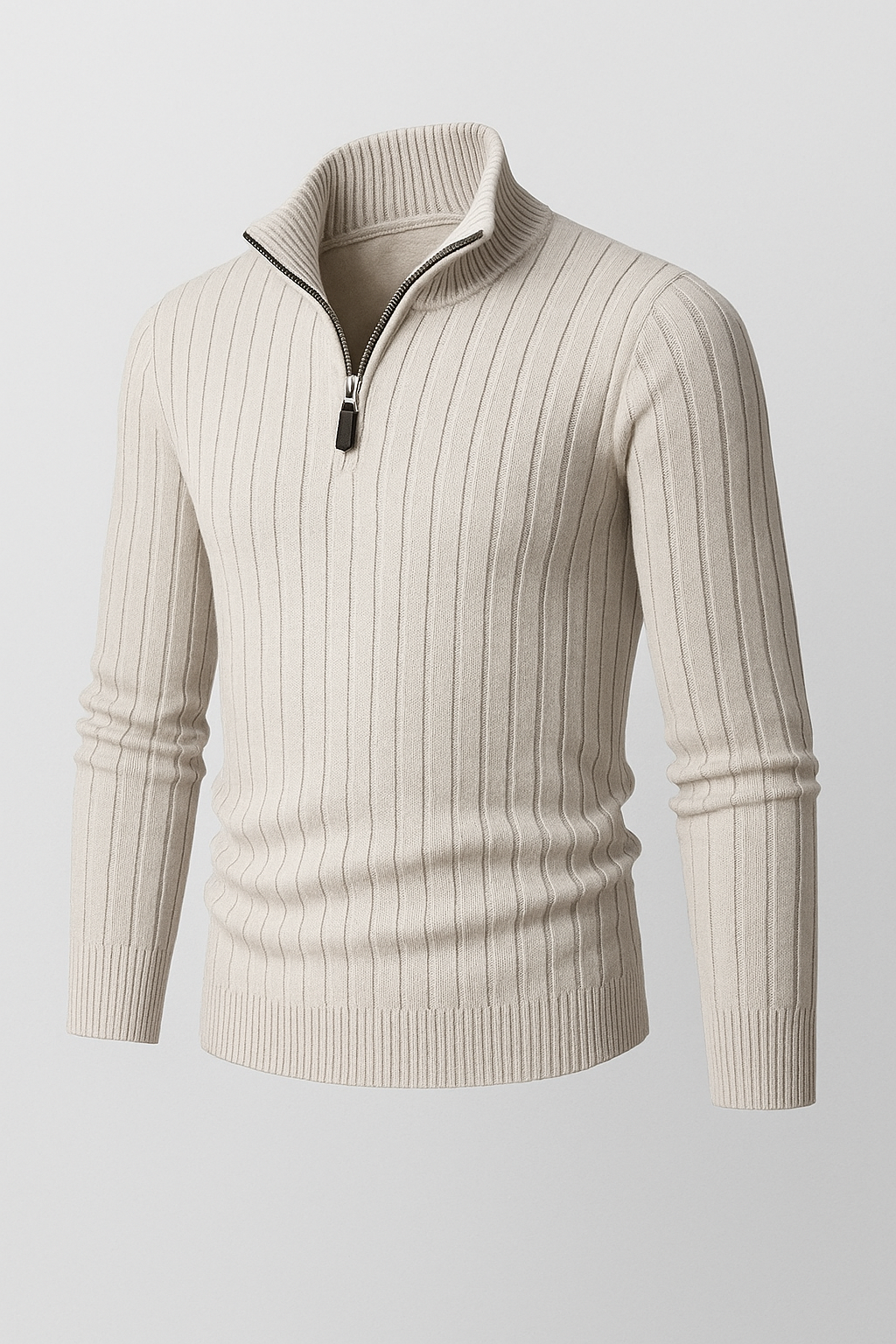 Eduard – Strickpullover mit Stehkragen und Reißverschluss-Detail