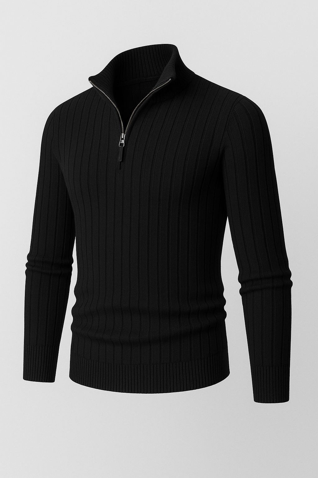 Eduard – Strickpullover mit Stehkragen und Reißverschluss-Detail