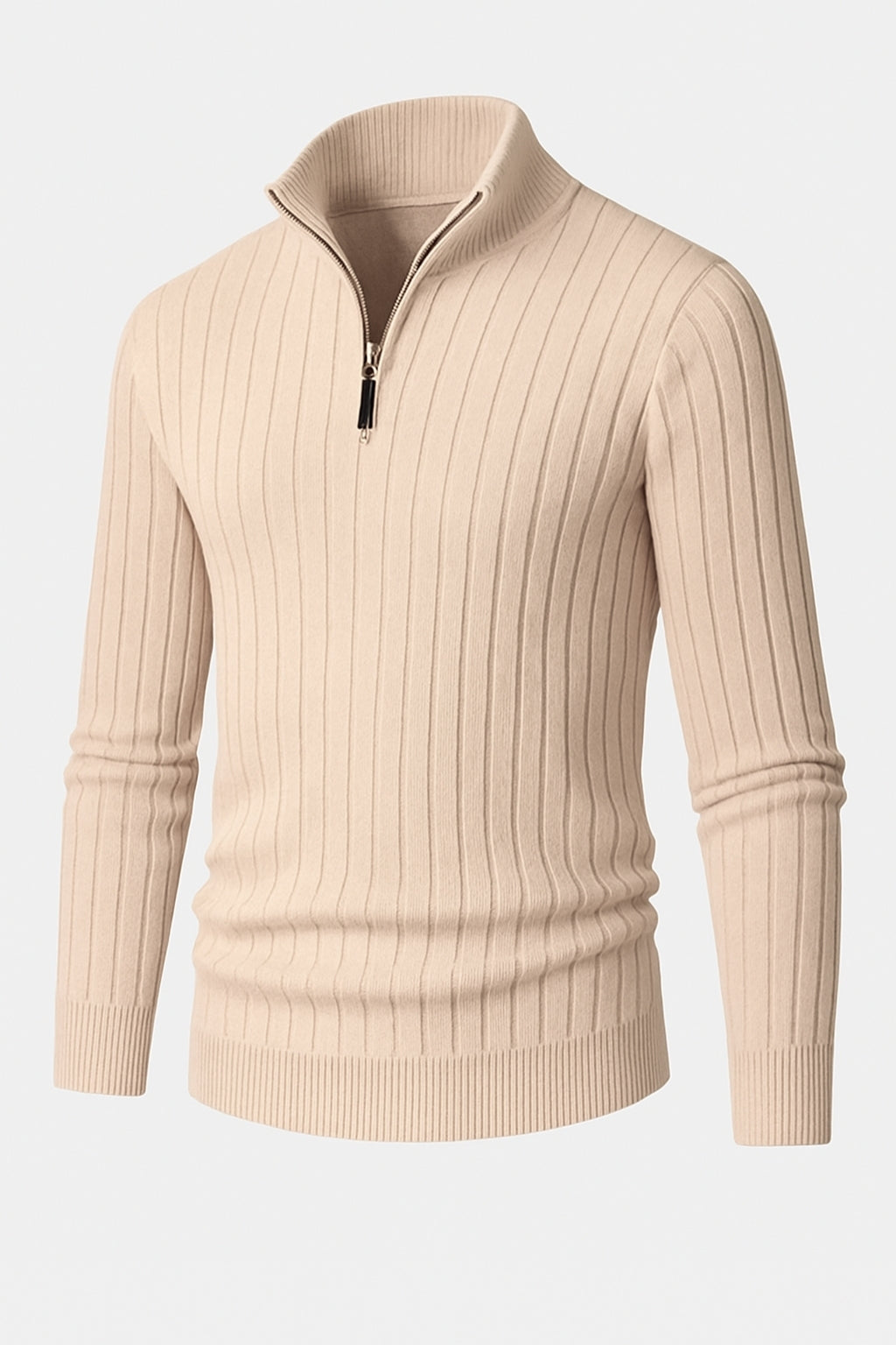 Eduard – Strickpullover mit Stehkragen und Reißverschluss-Detail