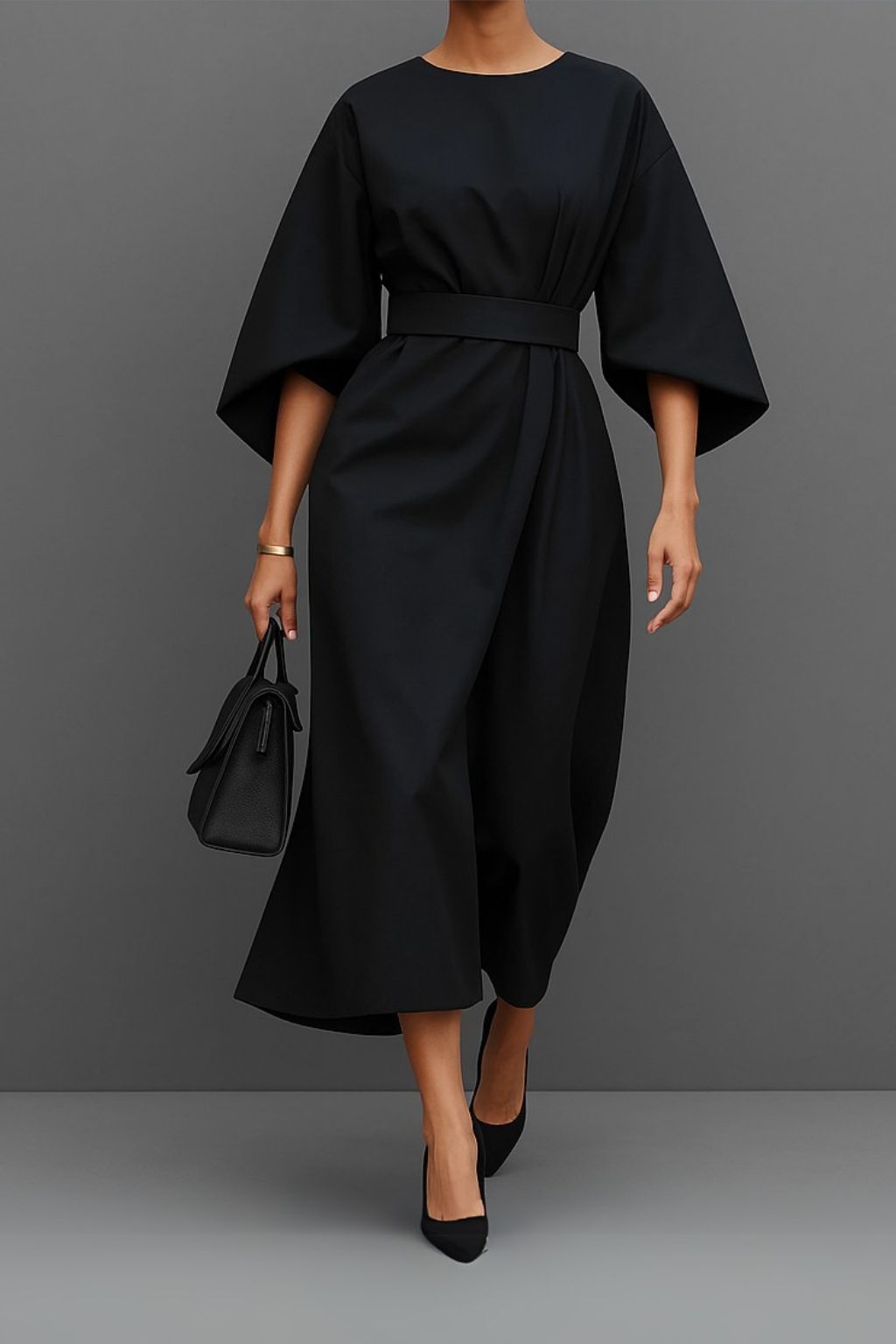 Greta | Damen Elegant Tailliert Midikleid | Midi