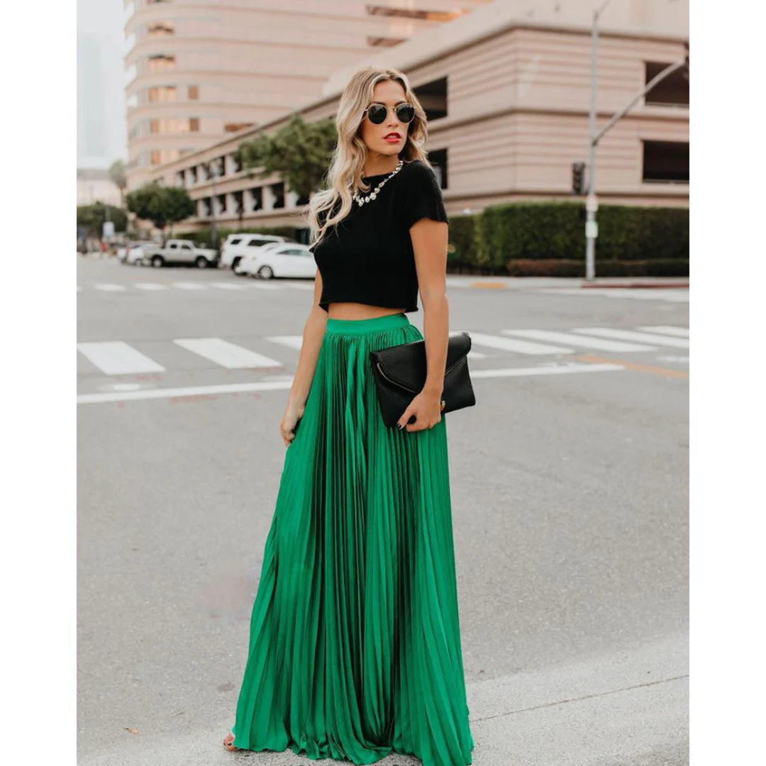 Helena | Damen Eleganter Plissierter Langer Rock | Zeitlos
