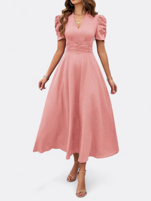 Helena | Damen Elegantes V-Ausschnitt Kleid | Midi