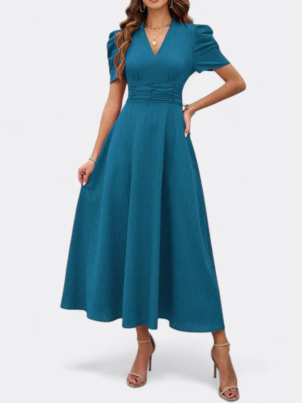 Helena | Damen Elegantes V-Ausschnitt Kleid | Midi