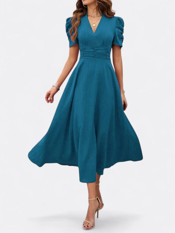 Helena | Damen Elegantes V-Ausschnitt Kleid | Midi