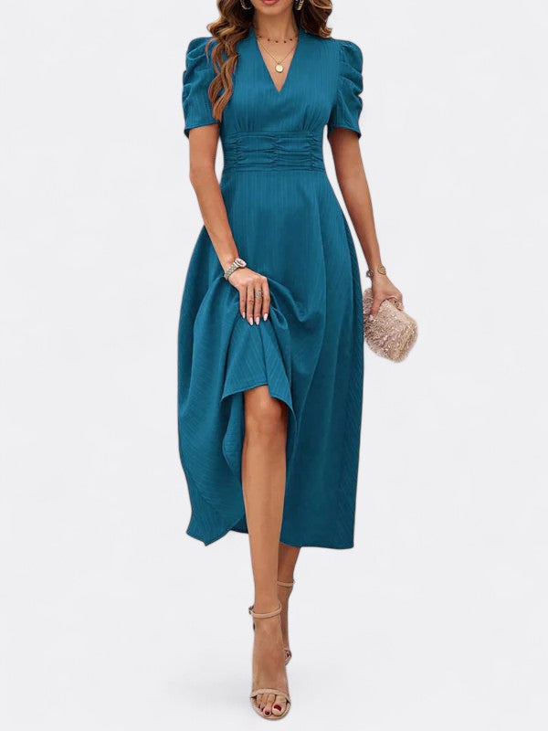 Helena | Damen Elegantes V-Ausschnitt Kleid | Midi