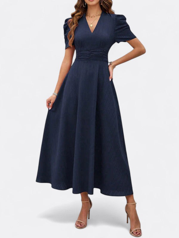 Helena | Damen Elegantes V-Ausschnitt Kleid | Midi