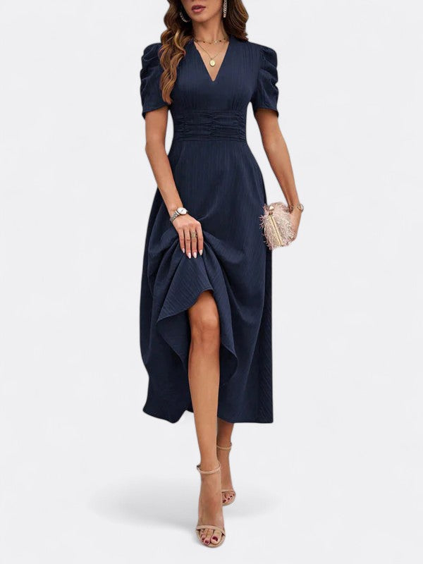 Helena | Damen Elegantes V-Ausschnitt Kleid | Midi