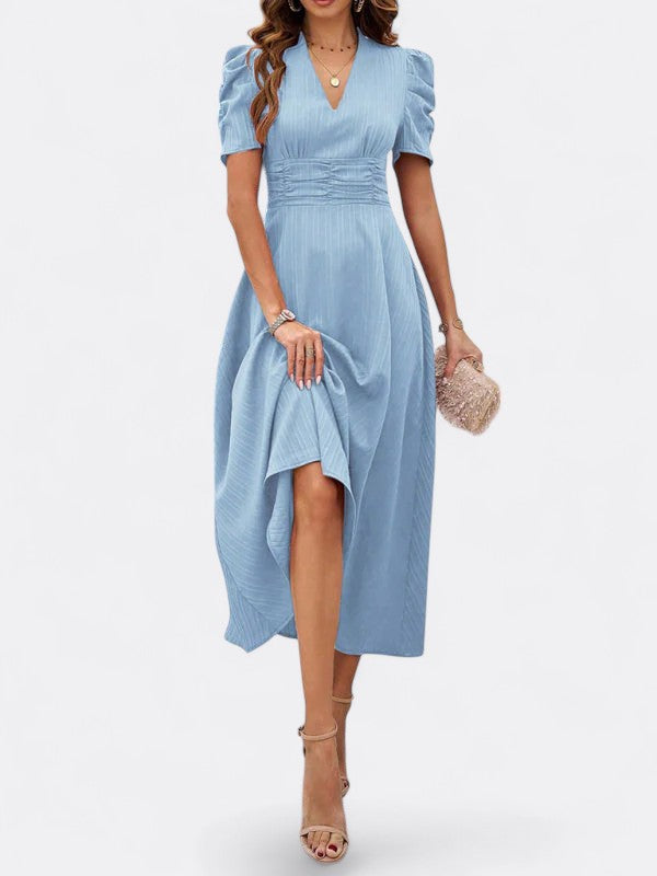 Helena | Damen Elegantes V-Ausschnitt Kleid | Midi