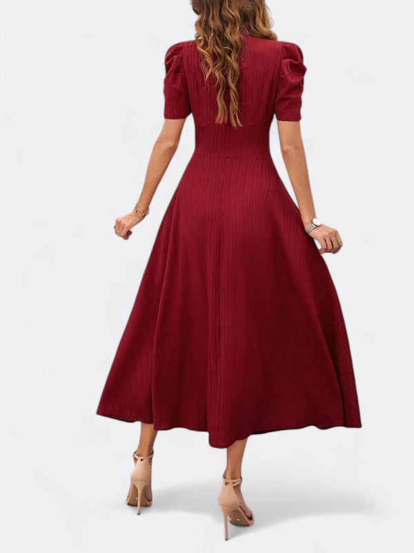 Helena | Damen Elegantes V-Ausschnitt Kleid | Midi