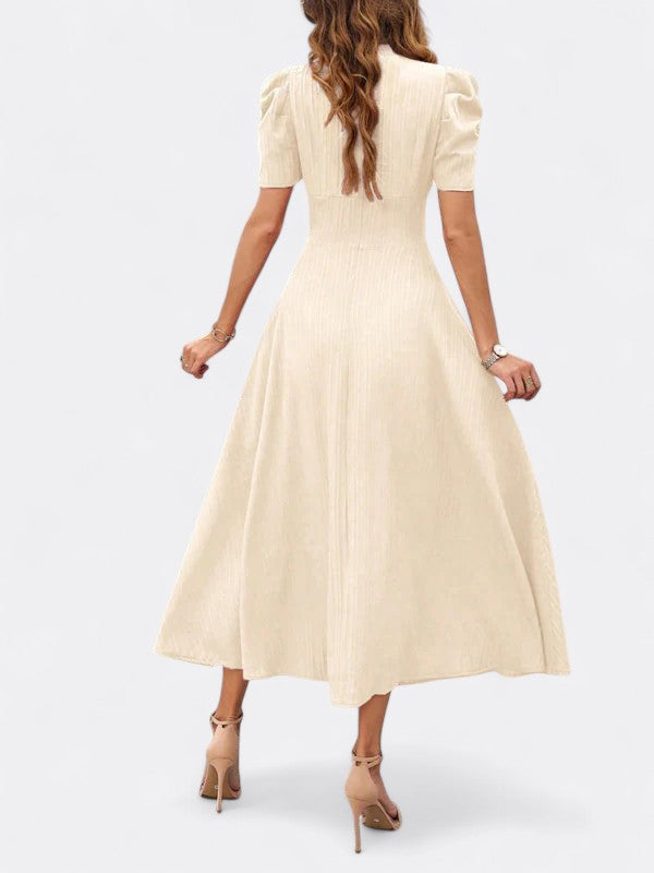Helena | Damen Elegantes V-Ausschnitt Kleid | Midi