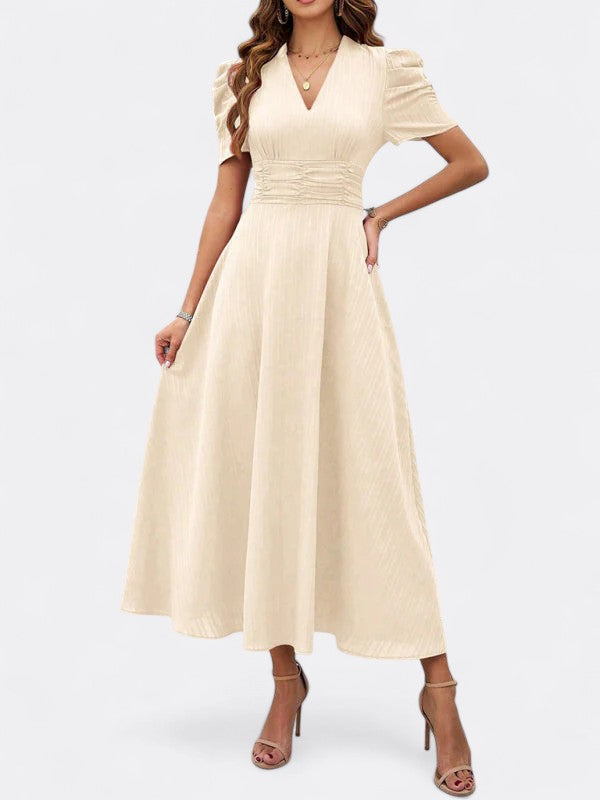 Helena | Damen Elegantes V-Ausschnitt Kleid | Midi